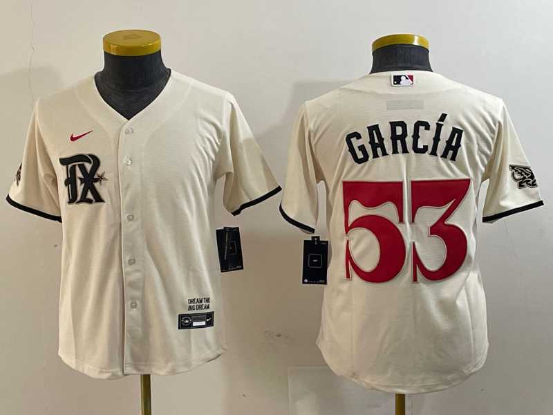 Women%27s Texas Rangers #53 Adolis Garcia Cream 2023 City Connect Cool Base Stitched Jersey